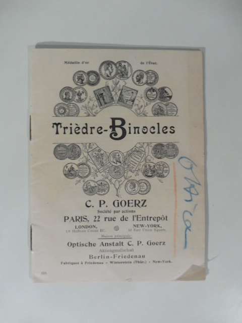 Triedre Binocles C.P. Gorez, Paris. Catalogo commerciale